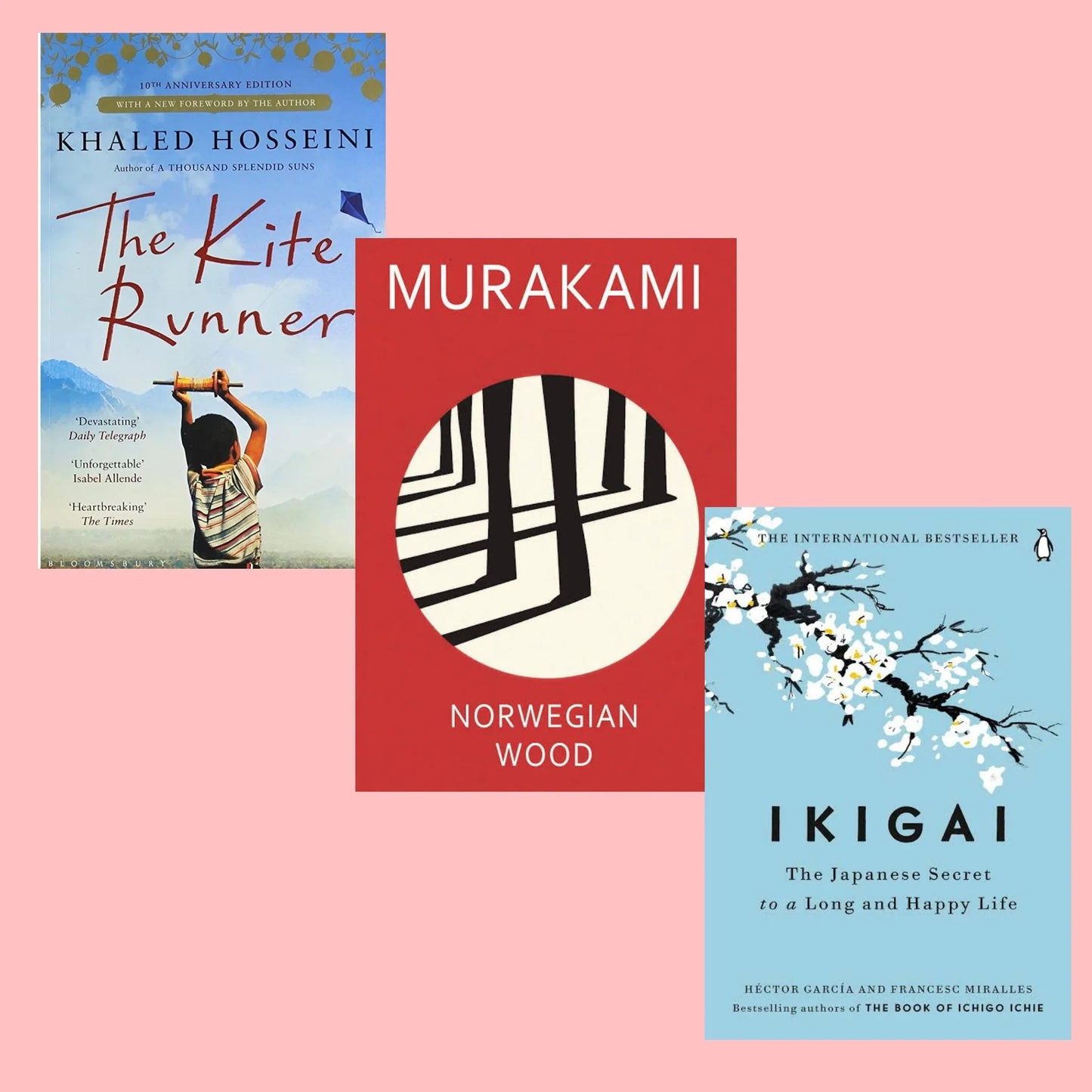 Books Combo (The Kite Runner, Norwegian Wood, Ikigai)- Paperback - eLocalshop