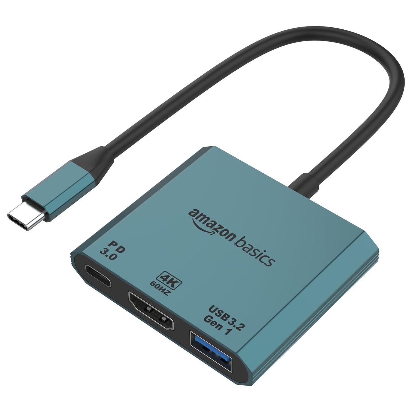 amazon basics Pro Series 3-in-1 USB-C Hub HDMI 4K@60Hz, USB 3.2 High-Speed Data Transfer up to 10 Gbps, Plug & Play,Aluminum Design