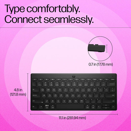 HP 350 Compact Multi-Device Bluetooth Wireless Keyboard; Spill Resistant; Swift Pair; OS Auto-Detection