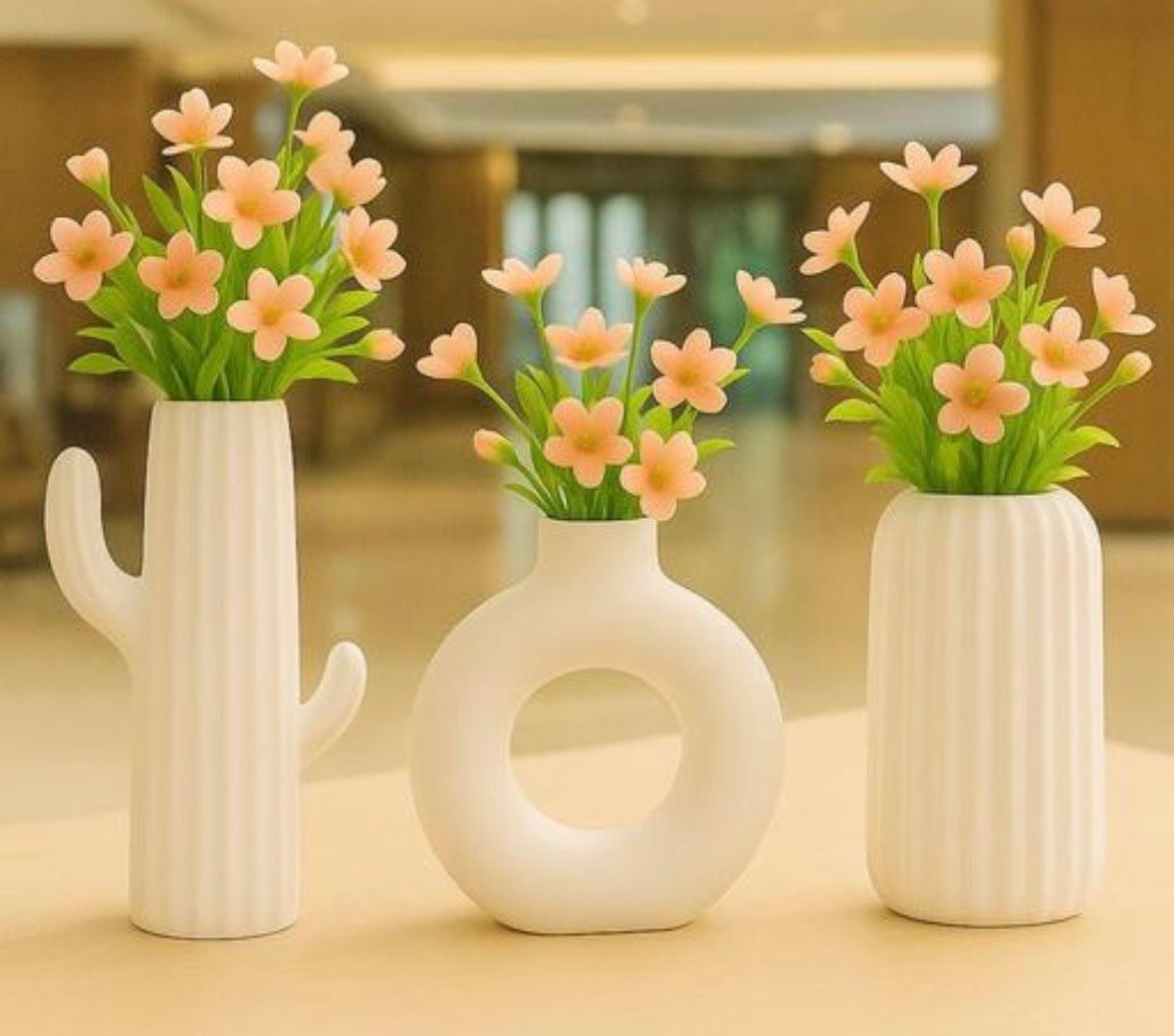 Flower Vase and Ceramic Vases Set Of 3 for Home Decor, Office and Gifting