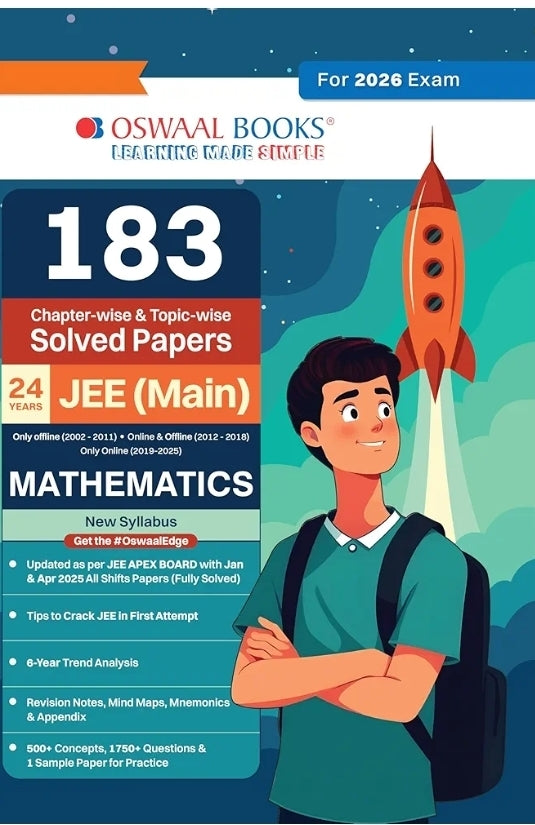 Oswaal 183 Chapter-wise & Topic-wise Solved Papers JEE (Main) | Online (2012-2025) & Offline (2002-2018) | Mathematics Book | For 2026 Exams