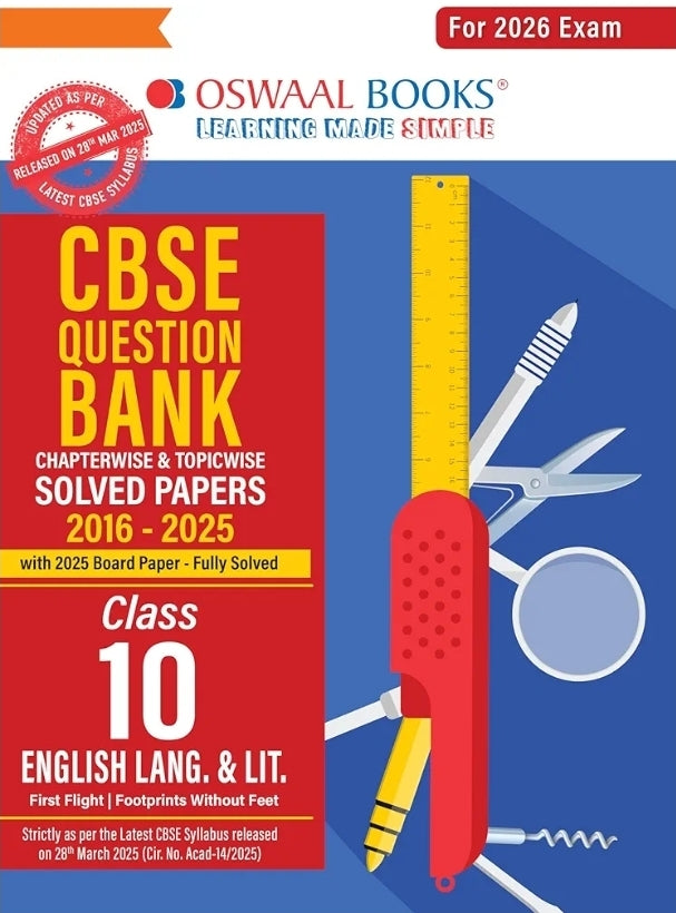 Oswaal CBSE Question Bank ENGLISH LANGUAGE & LITERATURE For Class 10 | Based On Latest CBSE Syllabus with 800+ Questions | Chapterwise and Topicwise Solved Papers