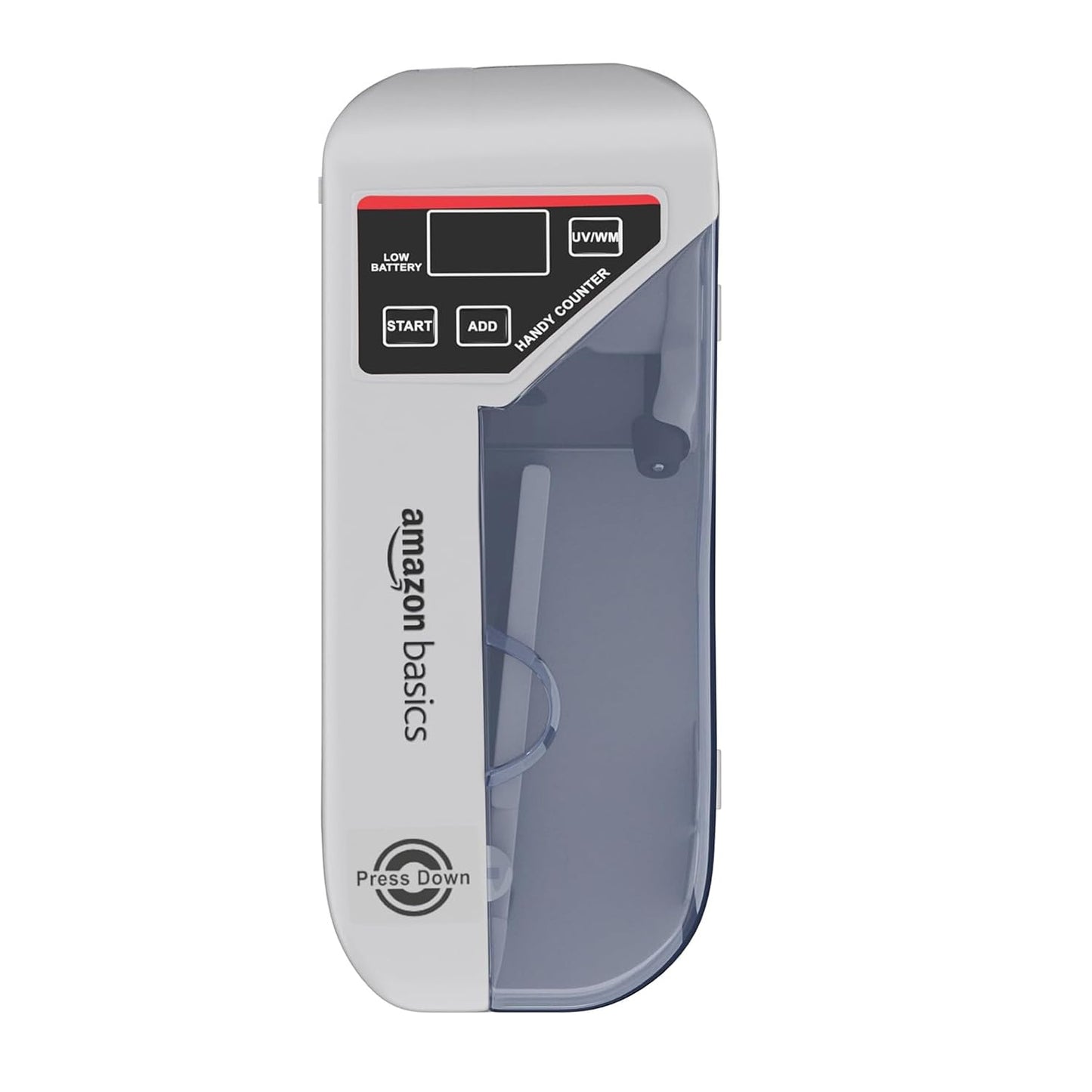 Amazon Basics Portable LED Display Mini Note Counting Machine for Home, Office, Business | Indian Currency/Cash Counting Machine | UV/WM Function |Auto-shutoff | White