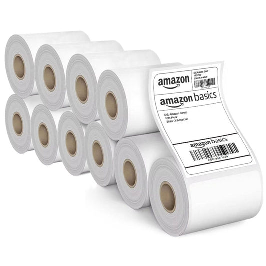Amazon Basics 70gsm Thermal Label Printer Paper - 4" x 6" (100 x 150 mm)| Ideal for Shipping, Parcel, Barcode, and Address Labels - 400 Labels per Roll (Pack of 10)