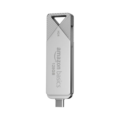 Amazon Basics 128GB OTG USB Flash Drive | 80+ Mbps Read Speed | Dual Interface Type-C & USB | High-Speed Data Transfer (Metal)