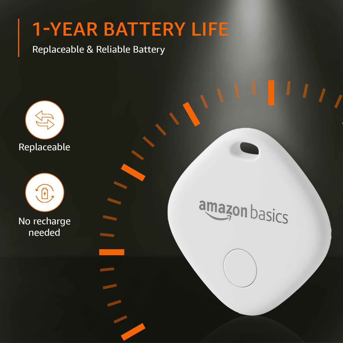 Amazon Basics Aero Tag for iOS | Apple Find My Network Tracker | Bluetooth 5.3 | No SIM Needed | Anti-Lost & Loud 80dB Alert | Item Finder- Keys, Wallets, Bags