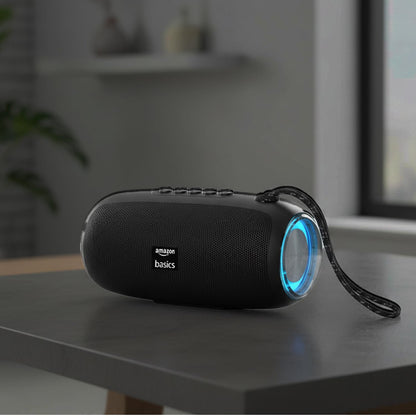 amazon basics B10 10W RMS Bluetooth Speaker with 2000 mAh Battery | Up to 8 hrs of Playback | RGB | Bluetooth 5.3, AUX in, USB & Micro SD Card Connectivity | Type-C Charging (Black)