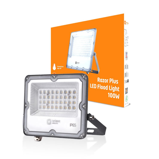 Orient Electric Razor Plus 100 W LED Flood Light | IP65 Waterproof Outdoor Light with Lens Design | 5kV Surge Protection, 440V Compatible | Wide Angle Beam, Ultra Slim Design | Cool White - Pack of 1