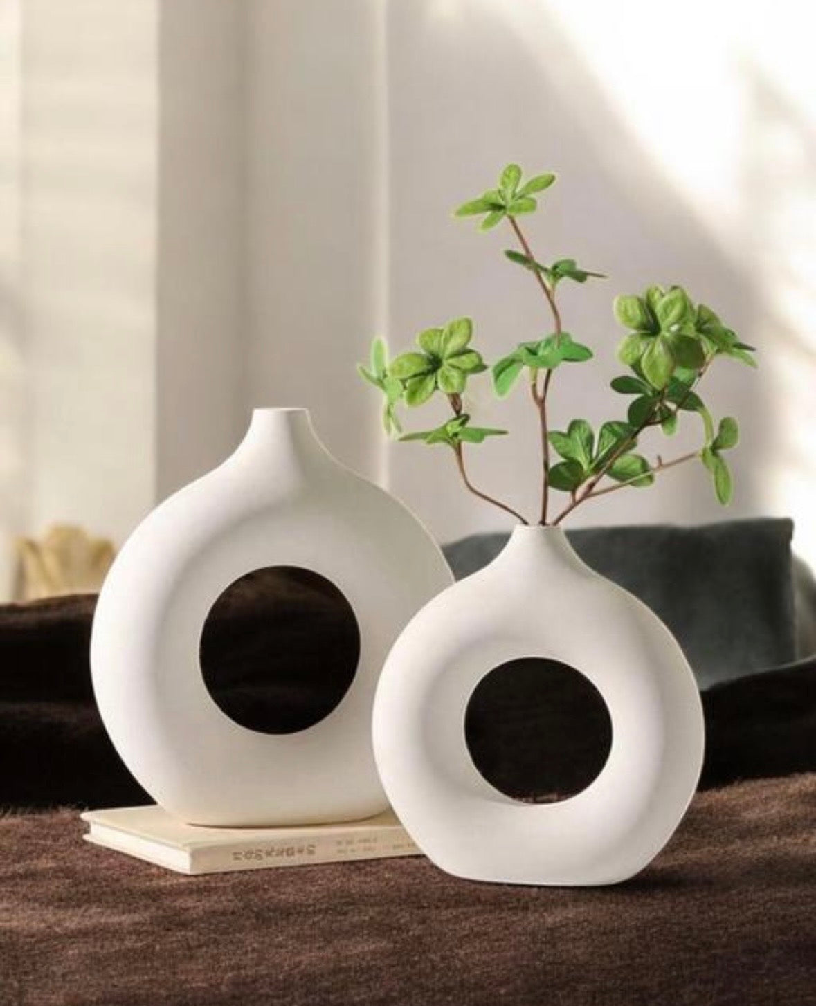 Minimalist Ceramic Donut Vase Set
- Pack of 2 (6.0 inch, 4.5 inch)