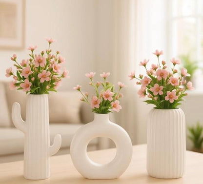 Flower Vase and Ceramic Vases Set Of 3 for Home Decor, Office and Gifting