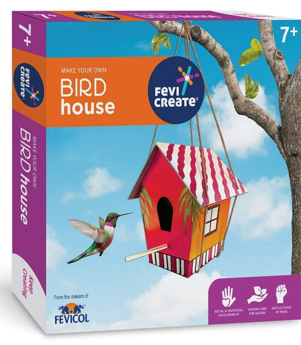 Pidilite Fevicreate Fun Loving & Learning Kit for Kids Birthday Party, Return Gift, Christmas Gift, School Nursery (Pack of 5, Bird House) 7 Year & Above
