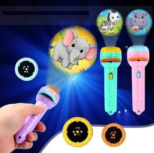 Graphene Mini Projector Torch Toy with 3 Slides, 24 Patterns - Safe, ABS Material, Easy, Creative Learning & Bedtime Stories, Transform to Night Light