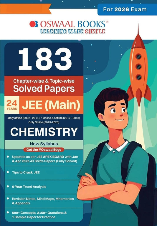 Oswaal 183 Chapter-wise & Topic-wise Solved Papers JEE (Main) | Online (2012-2025) & Offline (2002-2018) | Chemistry Book | For 2026 Exams