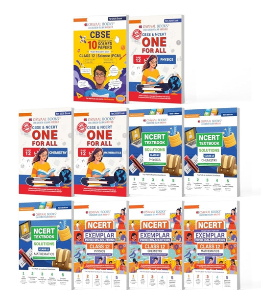 Oswaal CBSE Mega Study Pack - 10 Years' Solved Paper, CBSE & NCERT One For All, Textbook Solutions and Exemplar For Class 12 PCM (For 2026 Exam)