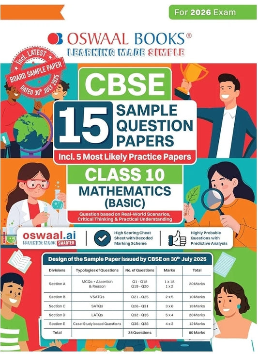 Oswaal CBSE Sample Question Papers Class 10 Mathematics Basic Book (For 2025 Exam)